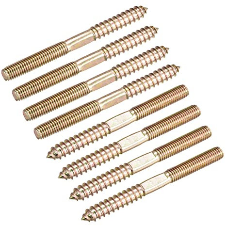 sourcing map M8x90mm Hanger Bolts, 8pcs Double Head Thread Dowel Screws for Wood Furniture