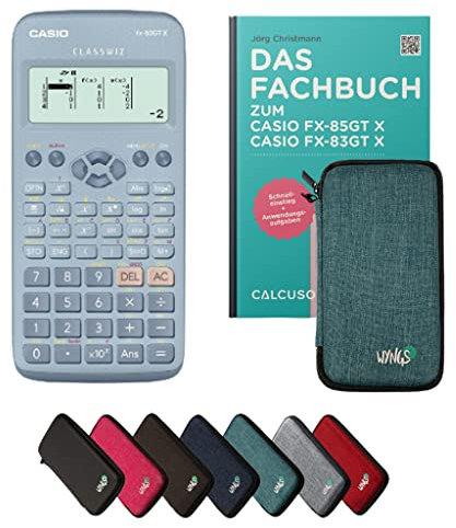 Casio fx-83GT X inkl. Schutztasche Türkis & Fachbuch (64 Seiten, DIN A5) – Wissenschaftlicher Rechner – Smart Set