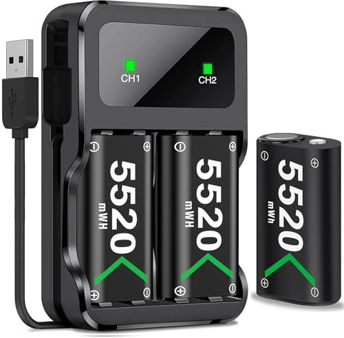 3x2550mAh Battery Pack Compatible for Xbox One/Xbox Series X/S Controller, Rechargeable Battery Packs for Xbox One S/X/One Elite Charger Battery Kit