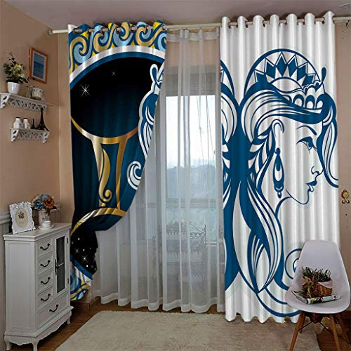 ZAPVI Thermo-Verdunklungsvorhänge Sternbild & Zwillinge Feste weichfließende blickdichte Dunkelrot-Gardinen mit Ösen für Schlafzimmer 2er Set Größe:2 x B110 x H215cm
