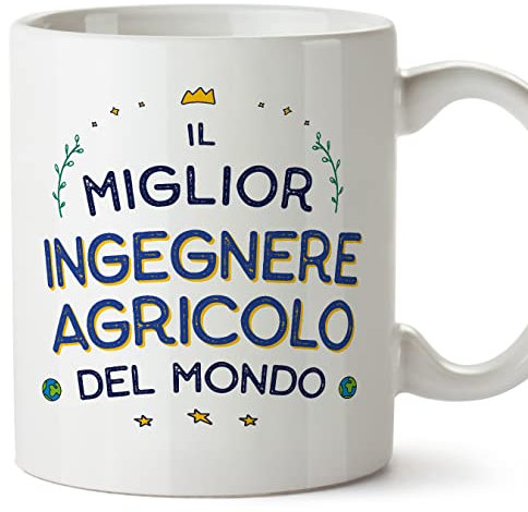 MUGFFINS Tazas para INGENIERO AGRÓNOMO hombre - En Italiano - Miglior del Mondo - 11 oz / 330 ml - Regalo original y divertido