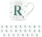 Purely Home Letter R Star Mug - Bone China White Coffee/Tea Present Gift - Alphabet Letter Mug with Stars in Teal Green Blue