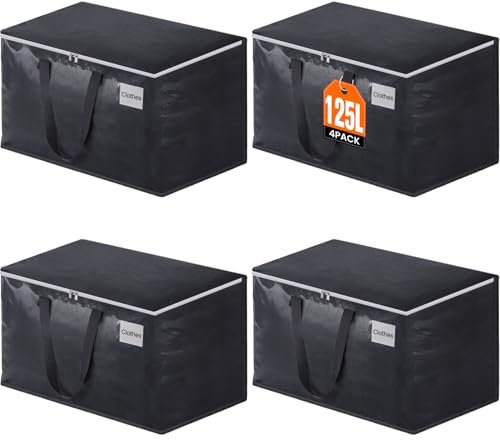 FabSpace Umzugstaschen, strapazierfähig, mit starken Reißverschlüssen und Griffen, zusammenklappbar, Aufbewahrungsboxen für Packen und Umzug, 125 L, 4er-Set