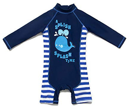 ADAVERANO Baby Jungen Sonnenanzüge UV50+ Badebeklideung Wimsuit Mit Sonnenhut.(The Whale,80-86Cm)