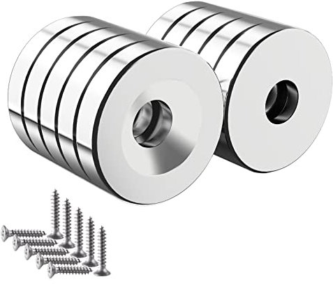 Wukong 10 magneti rotondi a disco, super resistenti, 20 x 4 mm, con 10 viti per artigianato, armadietti, portaattrezzi, fai da te, ante dell'armadio, legno