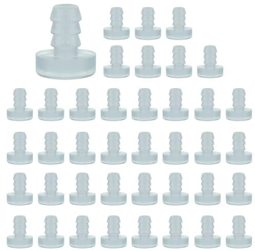 skytowards 120 PCS Pare-Chocs de Table en Verre avec Tige, Pinces en Caoutchouc Transparent, Entretoises de Table de Patio, pour Trou de 3/16 Pouces (5 mm)