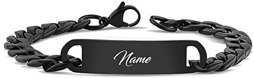Personalisiertes Damen oder -Herrenarmband | 1 STÜCK | Armband mit Gravur | Hochwertiges Armband aus Edelstahl in Schwarz | Persönliche Namensgravur | Ideal als Armband für Damen oder Herren