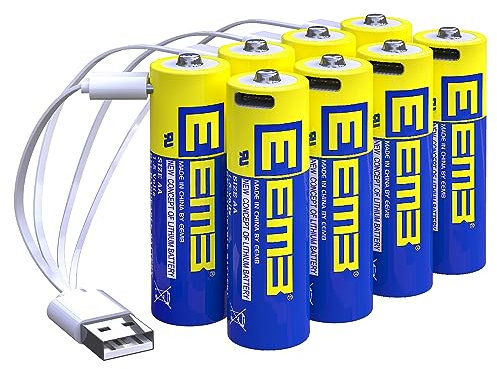 EEMB 1.5V AA batterie al litio 2400mWh batterie AA ricaricabili USB tipo C batteria di ricambio del cavo di ricarica-Confezione da 8