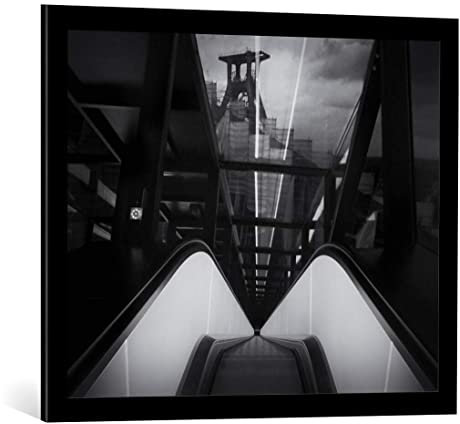 kunst für alle Bild mit Bilder-Rahmen: holger Droste Zeche Zollverein Weltkulturerbe - dekorativer Kunstdruck, hochwertig gerahmt, 75x60 cm, Schwarz matt