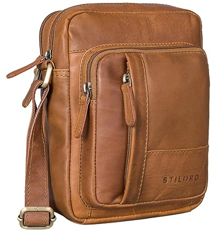 STILORD Godric Herrentasche zum Umhängen Leder Mittel braun Glattleder für Arbeit und Freizeit als Echtleder Umhängetasche Messenger Bag Herren und Handtasche mit vielen Fächern