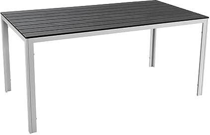 Totò Piccinni Tavolo rettangolare MESSICO 158x78 struttura in metallo piano in polietilene effetto legno per giardino (Grafite)