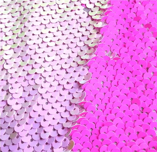 Stoff con Paillette per Parete Sensoriale per Bambini, Tessuto con Paillette Bicolore, Tessuto Tattile Sensoriale per Bambini Autistici (rosa neon + rosa scuro, 1 yard (91 cm * 125 cm))