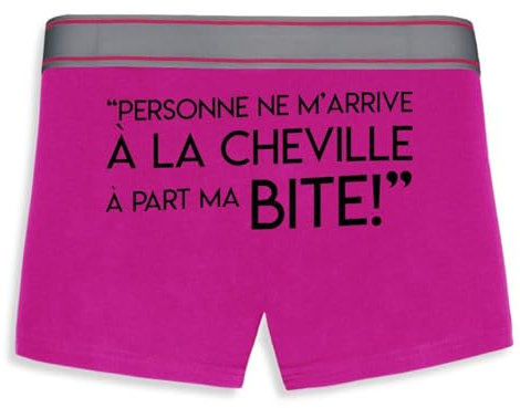 Boxer Homme Humour Personne ne m’Arrive à la Cheville - Imprimé en France - Caleçon Homme Drole et Rigolo - Cadeau Humour Anniversaire Original (Rose, XL)