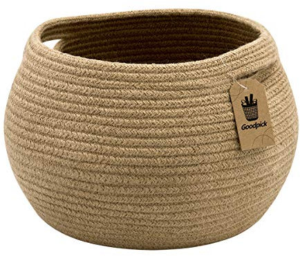 Goodpick Aufbewahrungskorb - Wäschekorb Baby, Korb für Regal, Toilettenpapier Aufbewahrung, Baby Spielzeug, Kinder Aufbewahrung, Geflochten, für Geschenke, 25x21cm, Rund