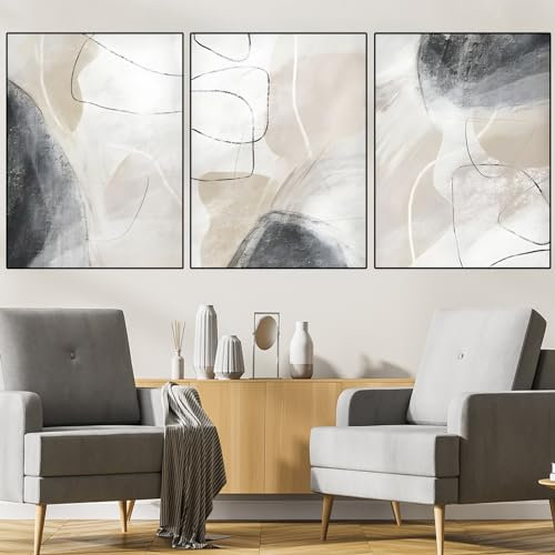 Abstrakte LeinwandBilder,Beige Kunstdruck Poster,moderne Kunst Abstrakte Poster Set,Für Wohnzimmer Wanddekoration Ungerahmt (A, 3x70x100cm, Ungerahmt)