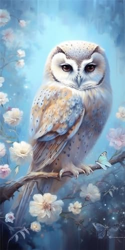 Diamond Painting Eule Blume Malen Nach Zahlen Erwachsene, Diamond Painting xxl Groß 40 X 80cm, 5D Diamant Painting Bilder Kinder, DIY Dimondpaintin Crystal Arts, Wand Deko Aesthetic Geschenke, i625