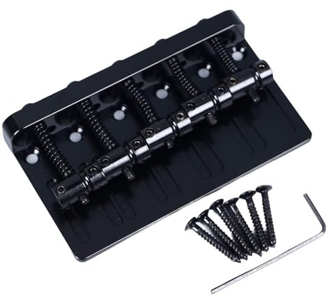 HiMass Ensemble de Chevalet de Basse à 5 Cordes avec Selles en Laiton chromé, Structure Stable, Résonance Améliorée pour Basse électrique à 5 Cordes (BLACK