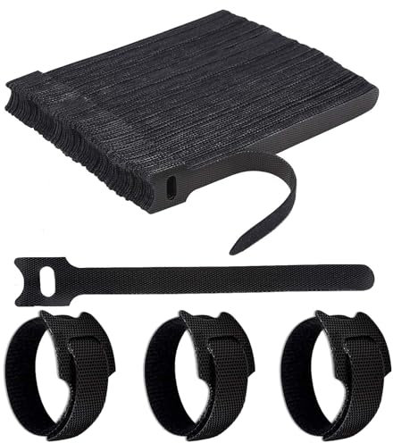 120 Pcs Reusable Cable Ties - Black, Adjustable for PC Cable Management, Organizing Cords, TV, Desk