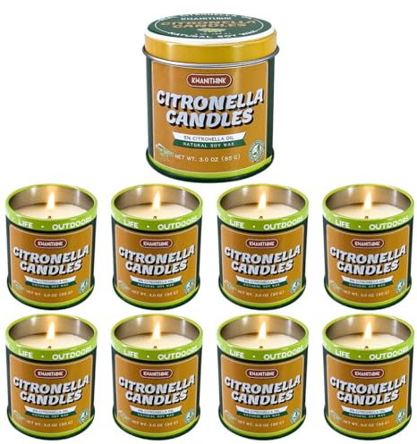 Citronella-Kerzen, 9 Stück, 85 g Duftkerzen, für drinnen und draußen, Zitronengras-Duftkerzen, hergestellt mit natürlichem Citronella-Öl und einer Sojawachs-Mischung