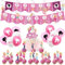 44Pcs Bar-bie Girl Birthday Decorations for Girls Home Hot Pink Bar-bie Party Balloons,Happy Birthday Banner Bunting,Cake Toppers,Hanging Swirls for Kids Baby Shower Cartoon Theme Party Supplies