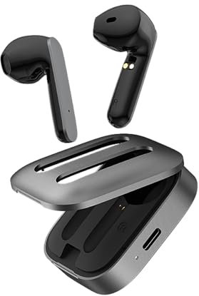 IMIKI BUDS LITE MT1 – Cuffie semi In-Ear True Wireless, Auricolari Bluetooth senza fili con microfono integrato, Impermeabili grado IPX4 - Fino a 14 ore di autonomia - Custodia in metallo - Nero