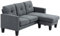 HOMCOM Canapé d'angle 3 Places méridienne réversible Droite ou Gauche, Grand Confort, Gris, Salon, Dossier capitonné