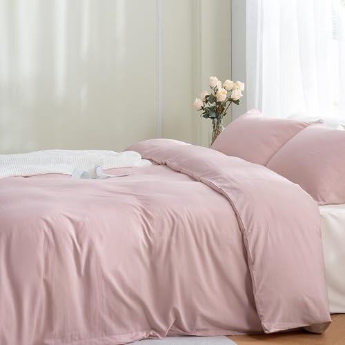 TOCOMOA Bettwäsche 135x200 4teilig Rosa, Bettwäsche-Sets Weich und Bügelfrei Mikrofaser, Oeko-TEX Zertifiziert, 2 Bettbezug und 2 Kissenbezug 80x80 cm mit Reißverschluss