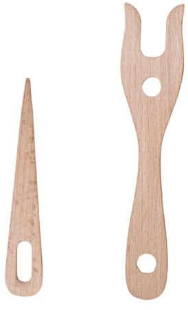 Nishiyuenyi 2Pcs Knitting Fork and Eye Needle Kit Knitting Fork Braiding Tool Lucet Fork All Fiber Artists, Brown