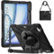Gerutek Cover per iPad Air 13 Pollici (M3/M2-2025/2024) / iPad Pro 12.9 (6/5/4/3 Gen), Custodia Silicone Antiurto con Supporto Rotante 360/Cinghia a Mano/Spalla/Portapenne per iPad Air 13 M2, Nero