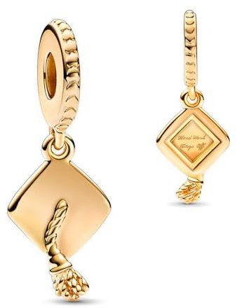 GHMIOU Charms Gold 925er Sterlingsilber Bead Charm für Armbänder, Halsketten, Cartoon Charms, Schmuck, Geschenk für Frauen und Mädchen zu Weihnachten (Goldener Bachelorhut)