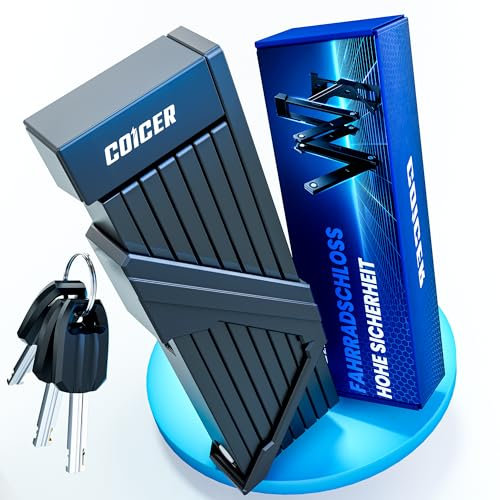 COICER Fahrradschloss Faltschloss 115 cm mit 3 Schlüsseln, Fahrradschloss hohe Sicherheit Diebstahlsicher mit Scherwiderstand inkl. Halterung - für E Scooter, Fahrrad, Motorrad und E Bike Lock