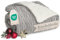 Blumtal Kuscheldecke 130x150 cm mit Zopfstrick-Optik - Oeko-TEX zertifizierte Mikrofaser Fleecedecke mit weicher Sherpa-Innenseite - Sherpa Decke flauschig - waschbare Wohn- & Kuscheldecke Grau/Weiß