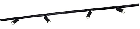 Ledvion - Iluminación LED sobre Carril 2M + 4 Focos de Riel (Negro, Regulable, Accesorio GU10), Luminaria de Riel Monofásica, Luminaria de Riel, Foco de Riel