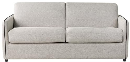 Beliani 2-Sitzer Schlafsofa Stoffbezug grau mit Lattenrost Matratze 142x188 cm Ishoj