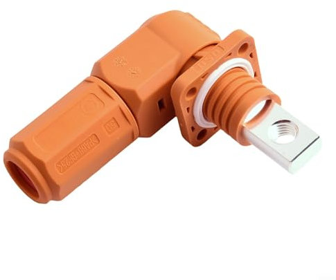 High Capacity Battery Terminal Connector, 200A Energy Storage Connector, 90 Degrees Elbow Angle (orange)