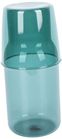 Glaskaraffe 550ml mit Becher, Hitzebeständiges Glas, Grün | Transparente Teekanne für Wasser, Tee, Kaffee und Milch, Klassisches Elegantes Design, Vielseitig für Wohnzimmer oder Büro