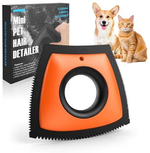 Geyrut Pet Hair Removal Tool, Dog Hair Remover for Car Couch Furniture Carpet Clothing, Triangle Multi-Surface Pet Hair Remover for Auto Interior Detailing Supplies Mini Pet Hair Detailer (Orange)