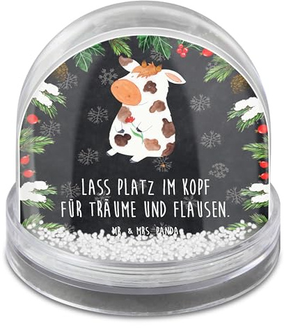 Mr. & Mrs. Panda Weihnachts Schneekugel Kuh - Geschenk, Milchkuh, Große, Bauernhof, Milch, dekoartikel, Träume, Spruch, Schnee Kugel, Weihnachten