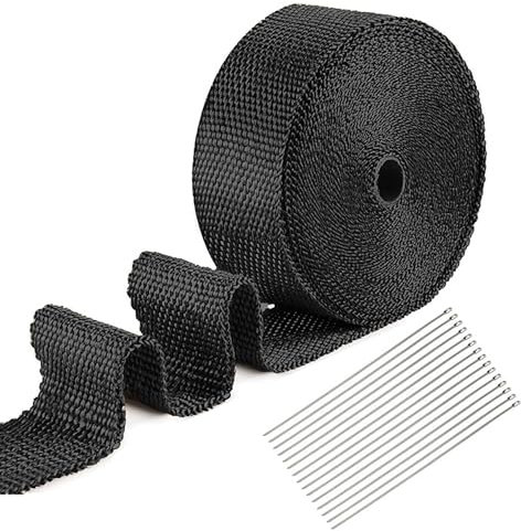 Hitzeschutzband Auspuff 15M X 5CM：Auspuff Dichtband Hitzebeständig mit 15 Edelstahl Kabelbinder Hitzeband Auspuffband Hitzeschutz Bandage für Die Meisten Autos und Motorräder Geeignet Sind Schwarz
