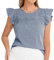 Belle Poque Chemisier à carreaux vintage à manches courtes plissées à col rond pour femme, Bleu marine et blanc., XXL