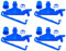 Tradineur - Pack de 4 pinzas de plástico para fregona industrial, aptas para mangos de hasta 2,5 cm de diámetro, limpieza del hogar, negocios (Azul - 12,5 x 17,5 x 4 cm)