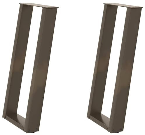 vidaXL Pieds de table console en U, 2 pièces, acier naturel, 28 x (72-73) cm
