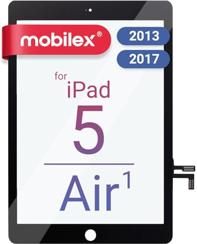 MOBILEX® Schermo tattile per iPad Air 1 / iPad 5 [nero] | Digitalizzatore OEM | Vetro super resistente | Sensore di rame ad alta densità | Adesivo 3M | Anti-polvere | Generazione