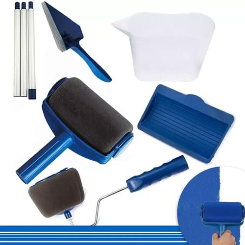 8-Piece Paint Runner Pro Roller Brush Set – DIY Wall Painting Kit, Multifunctional Paint Rollers with Edger & Handle for Home Decor
