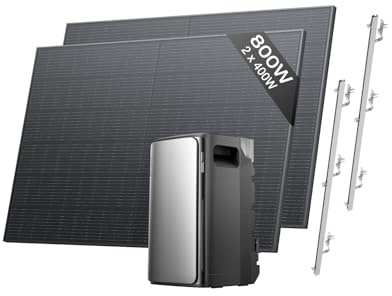 ECOFLOW Kit solaire de STREAM Pro, batterie 1,92 kWh, panneaux solaires rigides 400W*2 avec 1 support toit incliné, 3 entrées solaires MPPT 2300 W, 2 ports CA 2300W, batterie tout-en-un avec onduleur