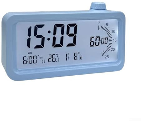 Allthingstore Reloj despertador digital con pantalla de temperatura Controles táctiles Luz nocturna 3 alarmas para dormitorio Sala de estar (azul)