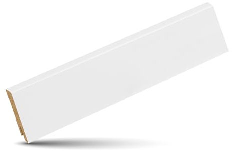 KGM Sockelleiste Modern Abgeschrägt – Weiß folierte MDF Fußbodenleiste – Maße: 2400 x 16 x 58 mm – 1 Stück