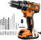 DYJPOW Cordless Drill Driver 21V, with Battery 2000mAh, 25+3 Torque, 42N.m Max, 22PCS Drill Bits, 2 Speed, LED Light for Home and Garden DIY Project, Orange