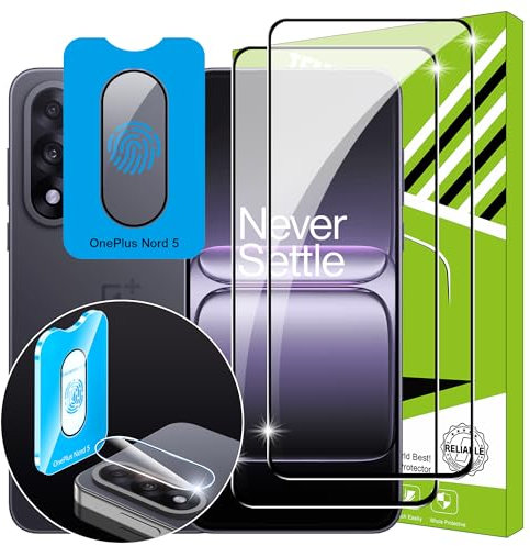 Lemxiee Cristal Templado para OnePlus Nord 5 Protector pantalla [2+1 pieza] Vidrio templado Protector de Lente cámara