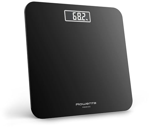 Rowenta Premiss 2.0 Bathroom Scale, Easy to Read LCD Display, 160 kg Capacity, Black, BS1800V0